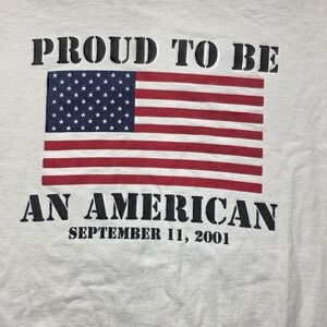 Proud To Be An American September 11 2001 T-Shirt‎ Men's L White Y2K Patriotic